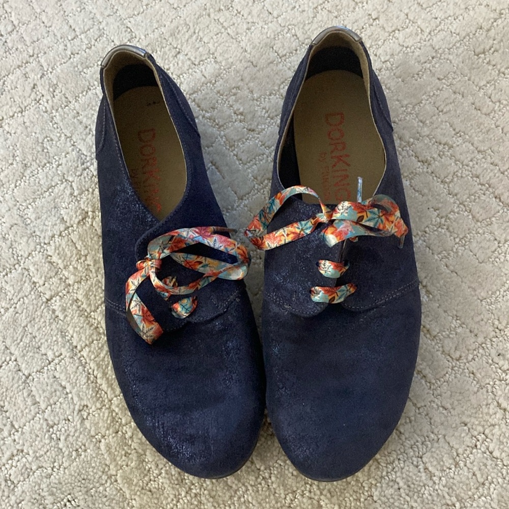Derby shoes metallic blue nubuck